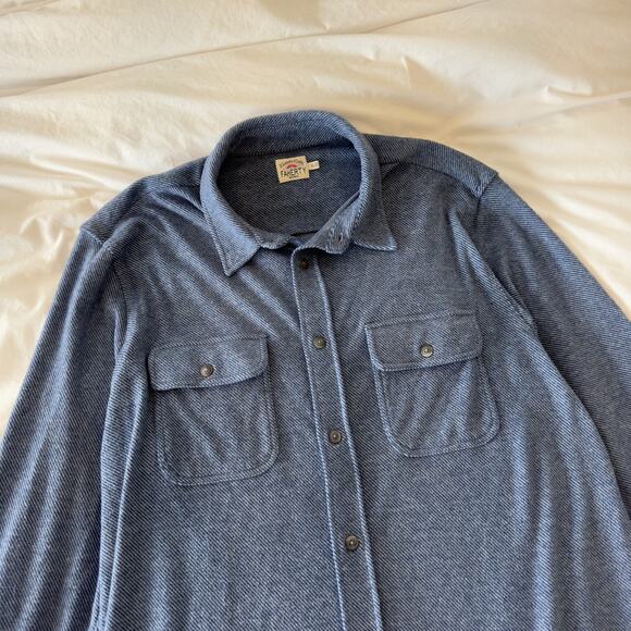 Faherty Men's Legend Sweater Shirt Glacier Blue Twill Size XL - Picture 2 of 6